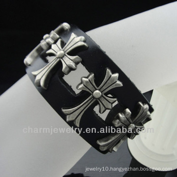 Leather Wrist Band Handmade Jewelry Antique Men's Black Genuine Leather Bracelets BGL-029